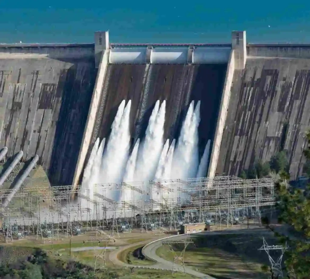 Hydroelectric power plant near a dam