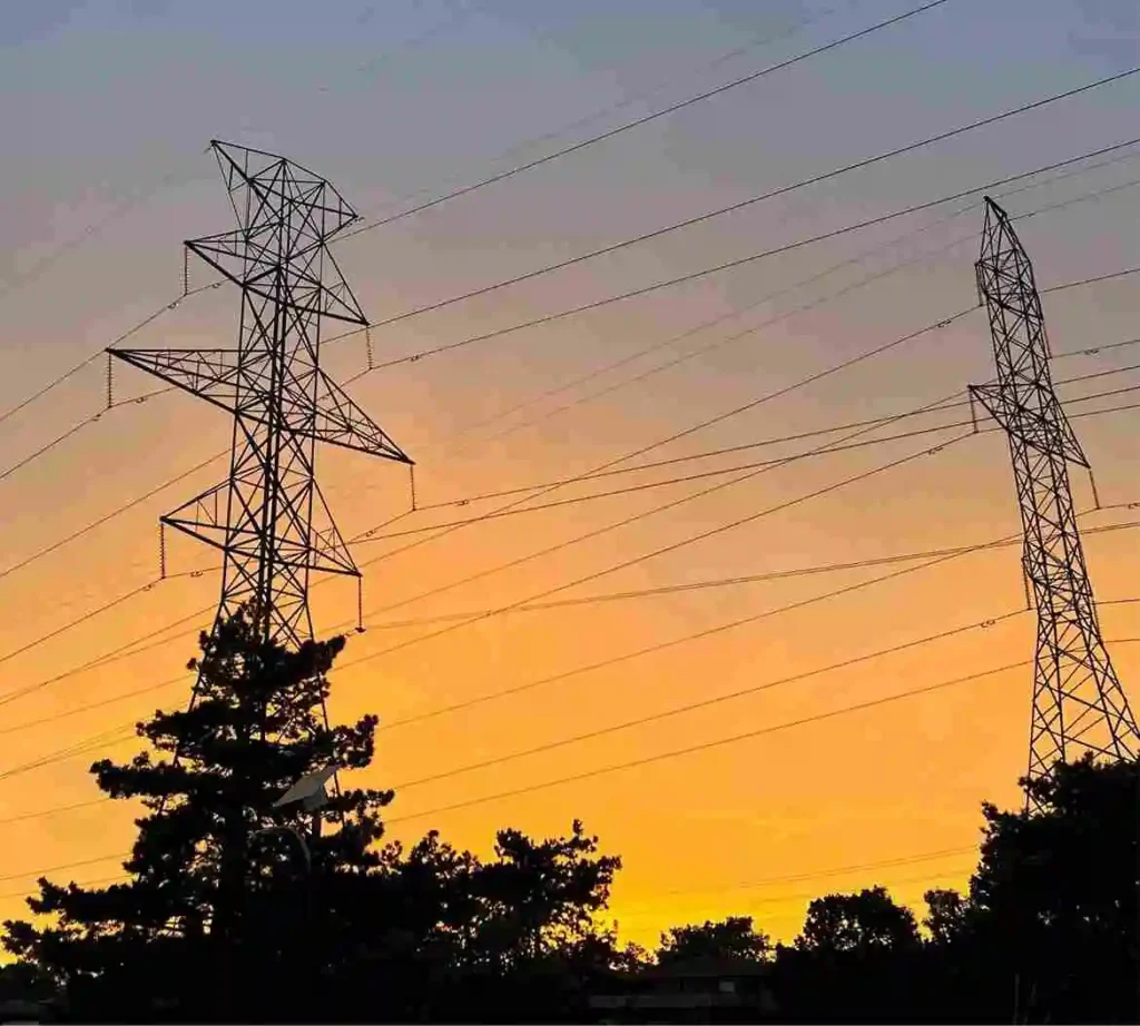 Towers with electrical wires to pass electricity