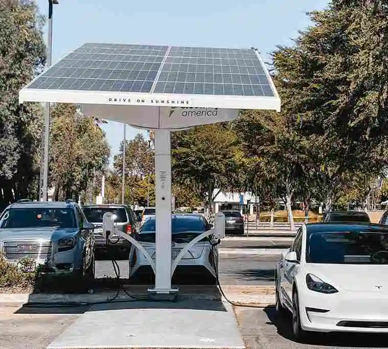 solar energy used to charge vehicles